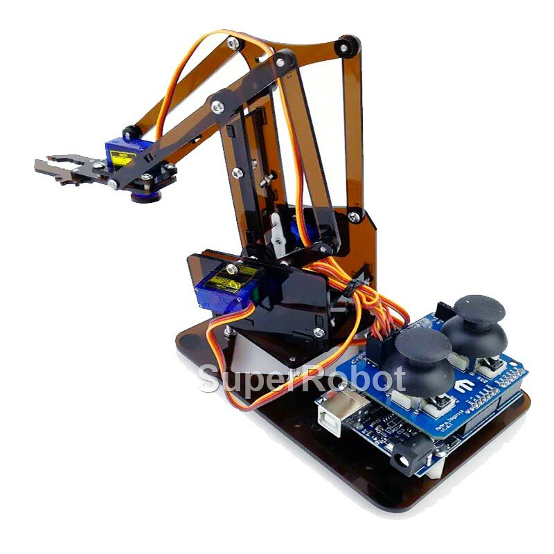 SG90 4 Dof Unassembly Acrylic Frame Mechanical Robot Manipulator Claw Kit For Arduino Robot Arm STEAM Kit Programming Robot Arm