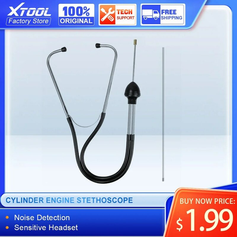 Stetoskop silinder mobil, alat pendengaran Otomotif Diagnostik blok mesin mobil Anti terguncang Chromed-steel mekanik stetoskop