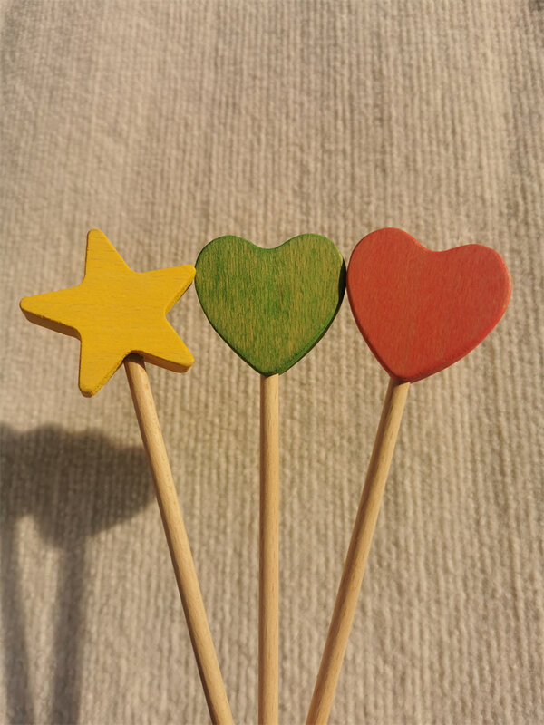 Magic star wand arco-íris blocos de coração de madeira pastel nordic faia lua clound decoração vara de fadas aberto jogar
