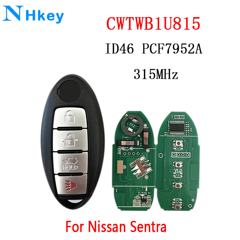 NHkey CWTWB1U815 Combinaison de clé intelligente à distance pour Nissan Sunny Teana Sylphy Sentra Versa Original 315Mhz ID46-pcf7952A TWB1U815 4BTN