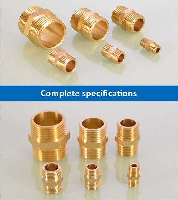 Pipa kuningan Hex Nipple Fitting 1/8 "1/4" 3/8 "1/2" 3/4 "1" BSP Male Thread adaptor cepat konektor Coupler untuk Gas minyak air