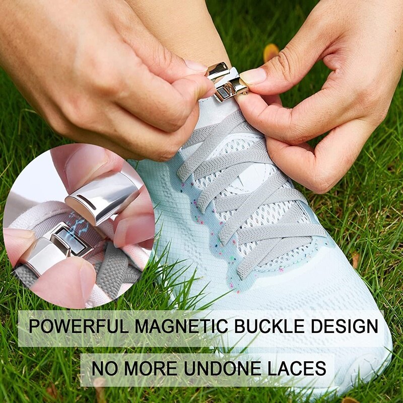 2Pcs Tonal Magnetic Buckle Shoelaces Elastic Laces Sneakers No Tie Shoelace Kids Adult Quick Lace Lazy Sport Rubber Shoestrings