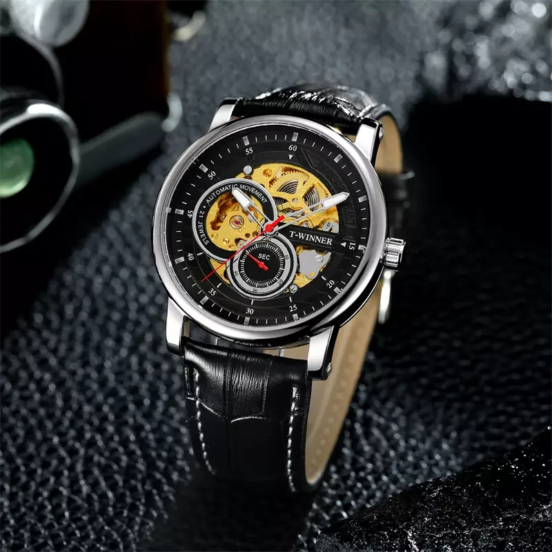 Classic fully automatic mechanical watch, luminous waterproof dual calendar watch, business trend men's watch
