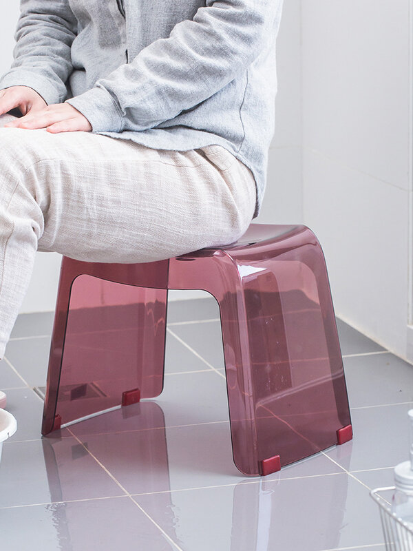 Bangku Kamar Mandi Furnitur Rumah Transparan PCTG Bangku Sepatu Plastik Desainer Anti Selip Tua Mandi Kursi Duduk untuk Dewasa