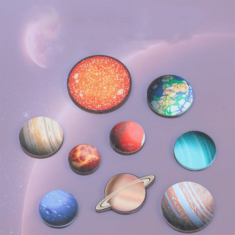 Universe Solar System Puzzle Lovely Astronomy Wooden Planets Matching Board Montessori Wooden Toy Imagination