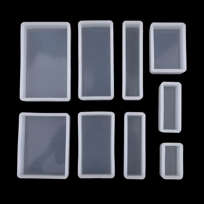 Molde de silicona rectangular de fundición de resina, herramienta de fabricación de joyas DIY, 9 unidades