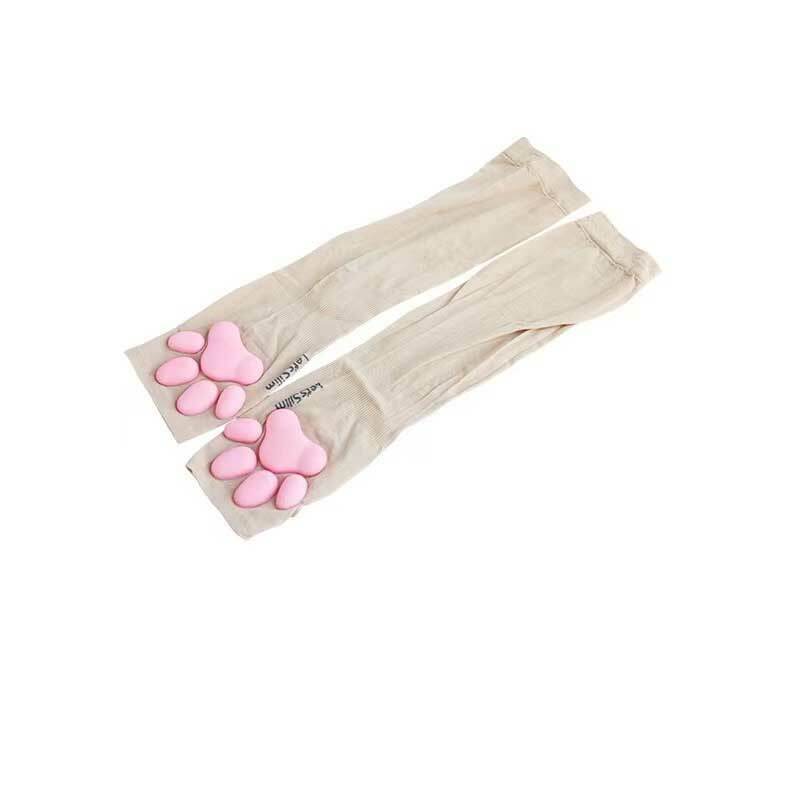 3D Silicone Pink Cat Claw Paw Pads para as Mulheres, sem dedos, fofo, proteção solar, mangas frescas, luvas bonitos, tubo longo, novo