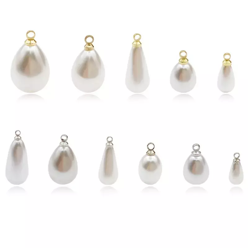 20PCS Copper Alloy Teardrop Imitation Pearl Pendant Charm For Jewelry Making DIY Dangle Earrings Bracelet Accessories Wholesale