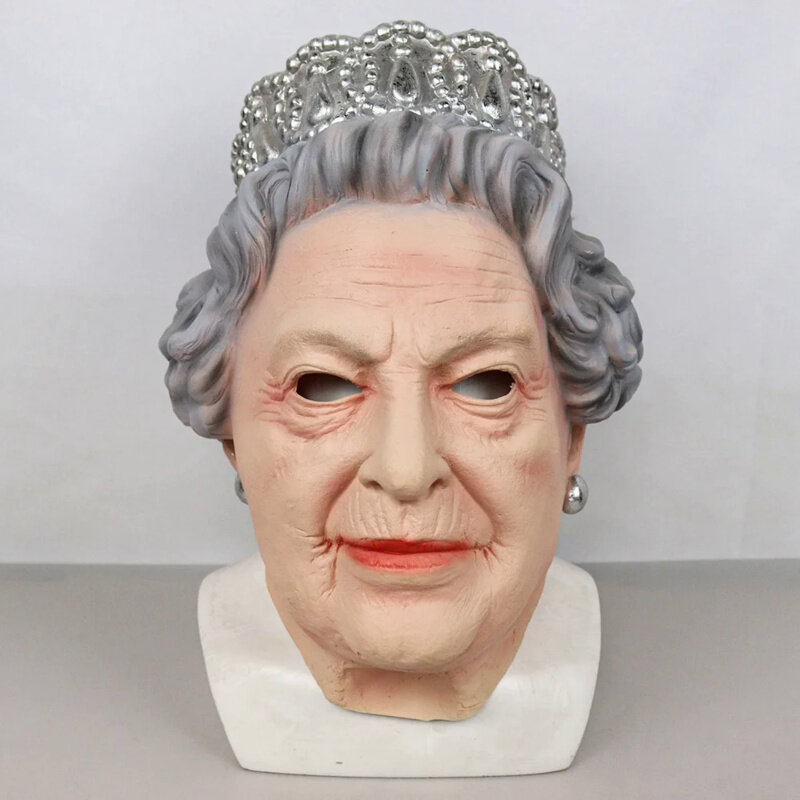 Impreza z okazji Halloween królowa maska lateksowa rekwizyty sceniczne, bo brytyjska królowa maska królowej nakrycia głowy maska Cosplay