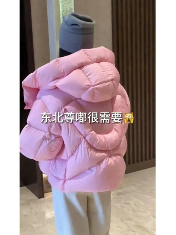 Chaqueta de plumón con capucha para mujer, abrigo holgado y grueso para mantener el calor, diseño de sentido, invierno, 2023