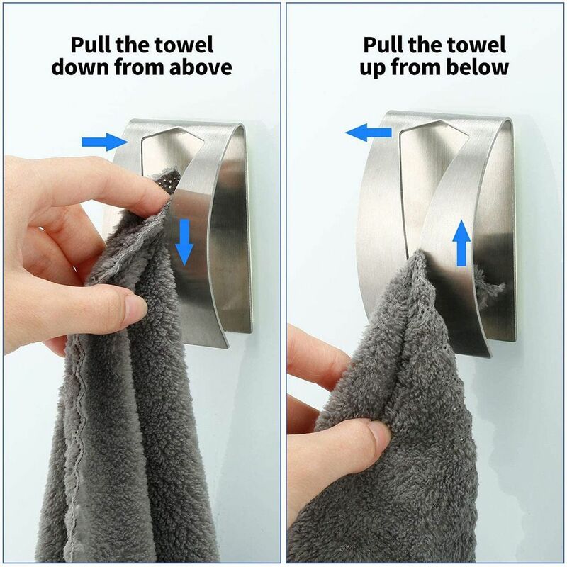 New Bathroom Kitchen Self-Adhesive Hook Wall Hooks Towel Hook Racks Stainless Steel