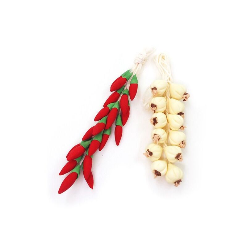 Simulation Food Miniature Garlic Red Pepper Wall Decor Clay Mini Chili Model Vegetables Chinese Style Gifts