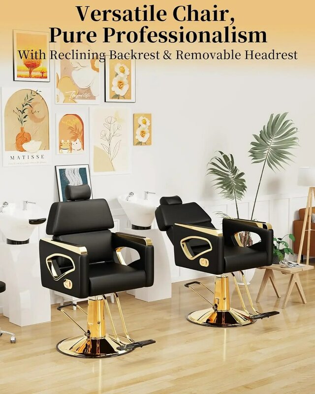 Profissional cadeira reclinável Salon com cabeceira removível, cadeira de barbeiro, Premium Steel Frame, confortável e elegante
