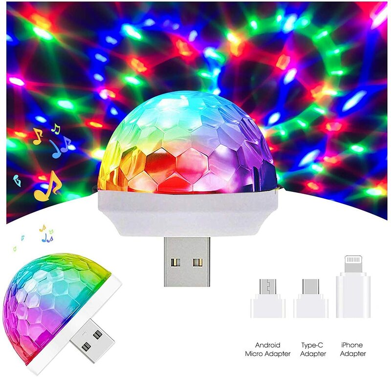 Telefon komórkowy światła sceniczne Mini RGB aktywowana dźwiękiem lampa projektora USB LED oświetlenie imprezowe dla domu KTV dyskoteka Karaoke