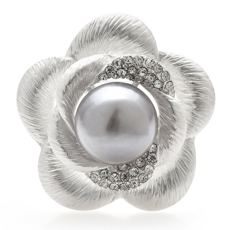 Wuli&baby Pearl Metal Camellia Flower Brooches For Women Unisex 2-color Pretty Plants Office Party Brooch Pins Gifts