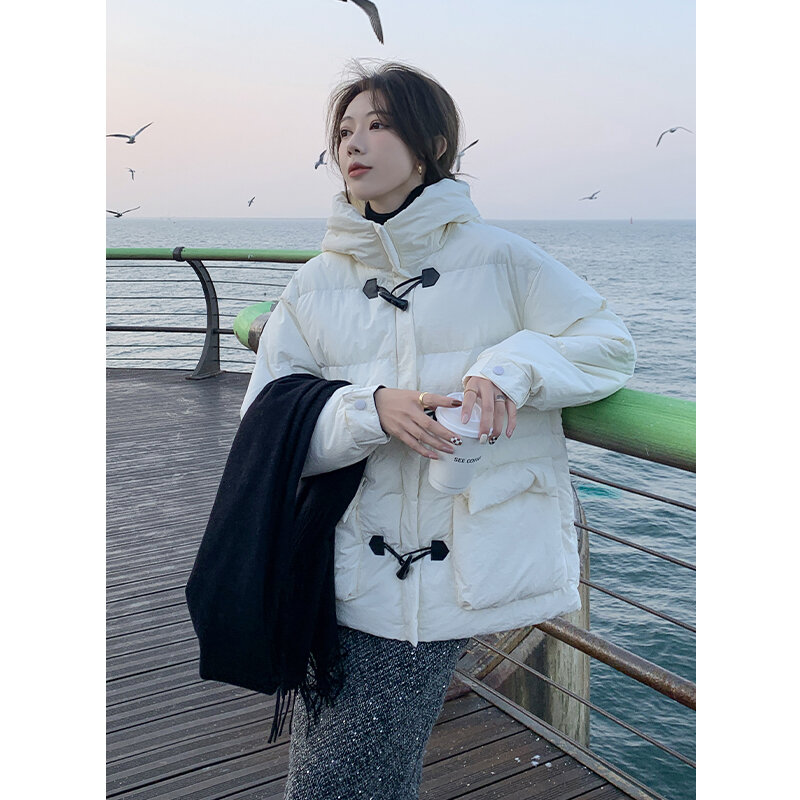 여성용 두꺼운 따뜻한 겨울 다운 재킷, 하라주쿠 후드 코트, 편안한 방풍 코트, 고품질