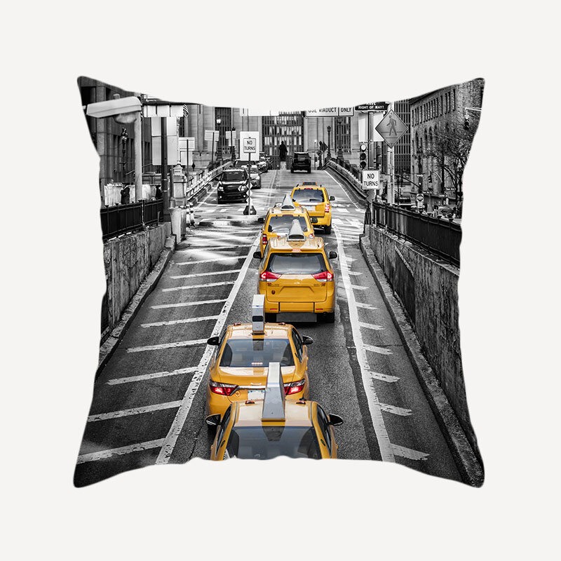 ZHENHE Modern Urban Landscape Pattern Pillow Cover Double Sided Printing Cushion Cover for Bedroom Sofa  Decor 18x18 Inch