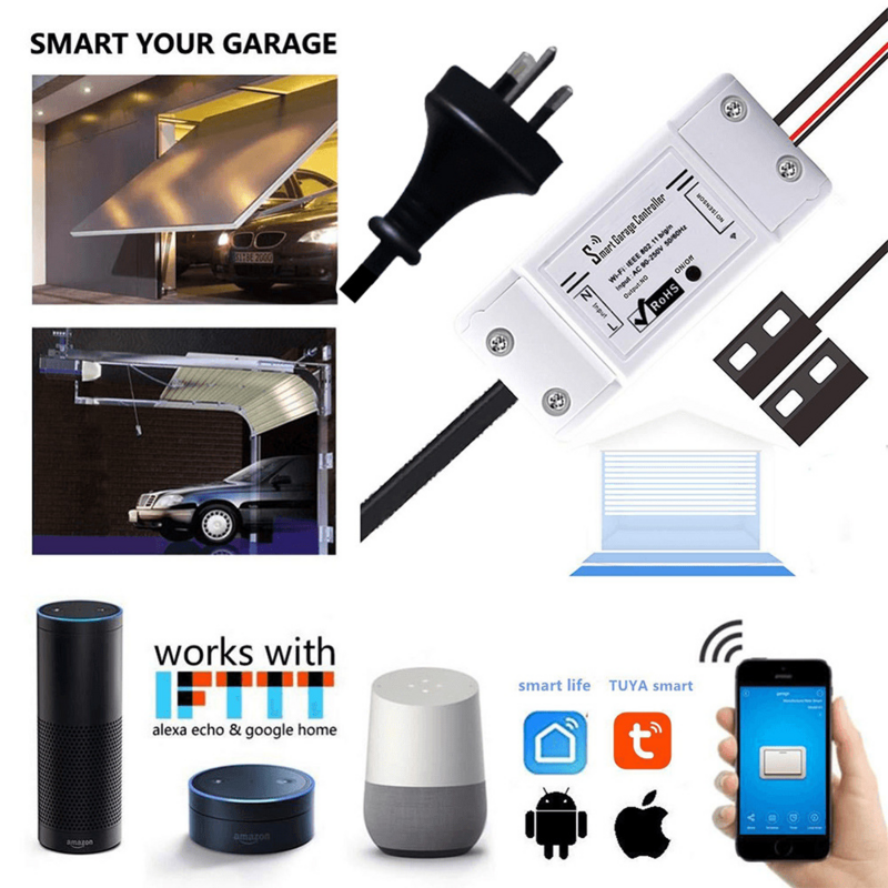 Smart Life-Interruptor de Control remoto para puerta de garaje, Control por voz con aplicación Tuya, funciona con Google Home, Alexa