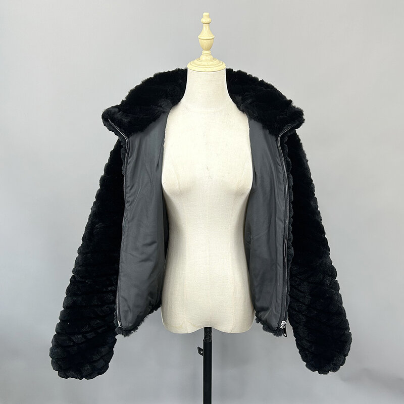 Abrigo de piel de conejo Rex auténtico para mujer, abrigo largo de moda, novedad de invierno, gran oferta, 2024