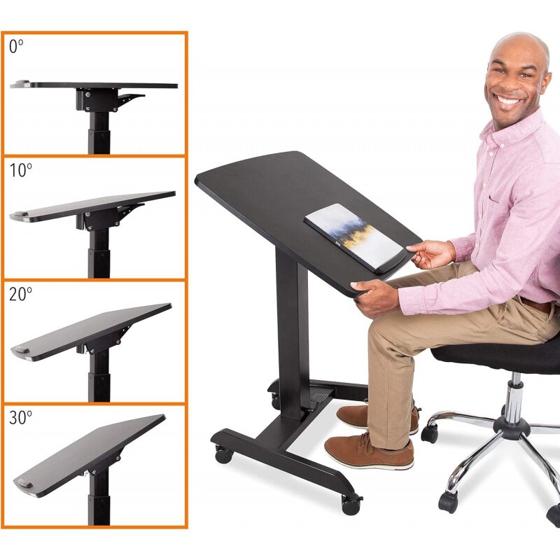 Soporte de escritorio móvil multifuncional, atril portátil con ajuste de altura neumático e inclinación