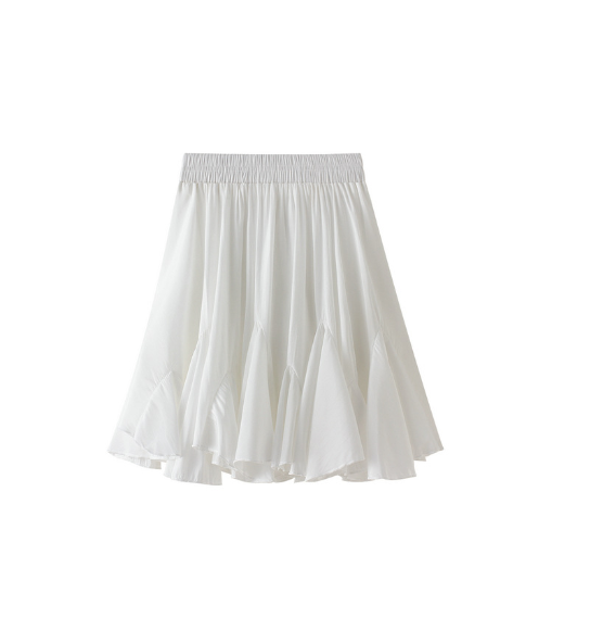 Biała spódnica z falbankami damska letnia 2024 nowa nieregularna wróżka krótka spódniczka plisowana