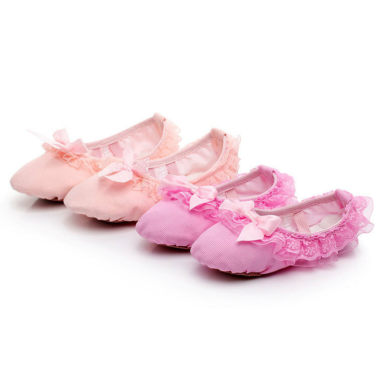 Chaussures de ballet en dentelle avec nœud papillon pour femmes et enfants, toile, semelle souple, griffe de chat, danse, yoga, pratique