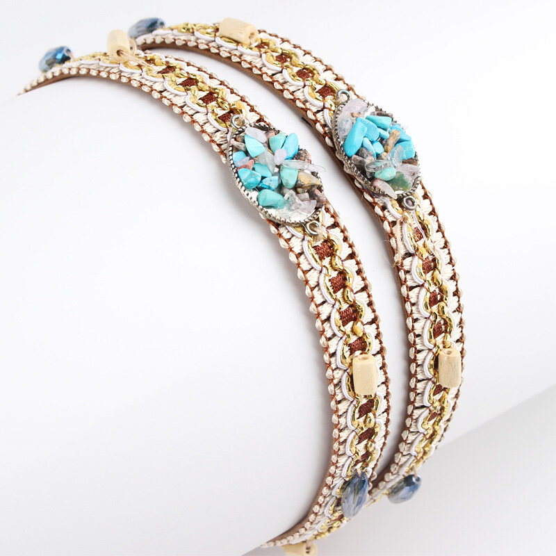 Acrylic Colourful Beads Rope Belt Women's Dress Waist Chain Belt Decoration Bohemian Hat Accessories