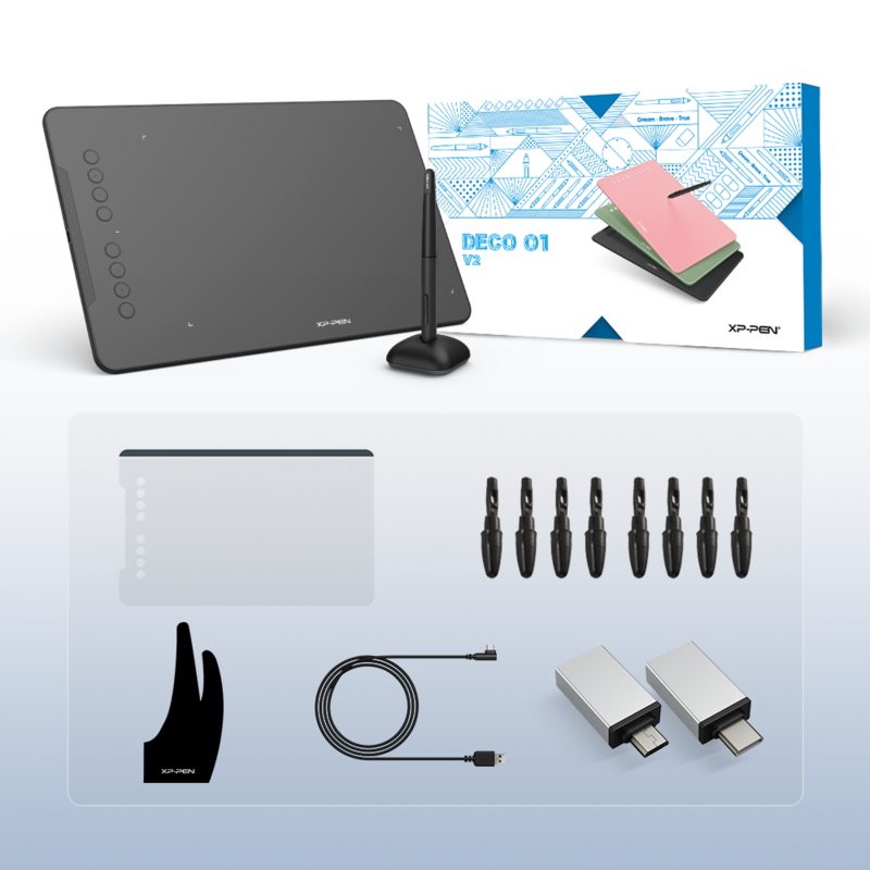 Xppen deco 01 v2 10 Zoll Zeichnung Tablet Grafik Digital Tablet Neigung Android Windows Mac 8 Tasten (8192 Stufen Druck)