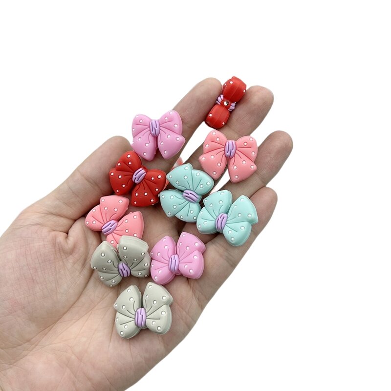 10 pz/lotto fiocco misto fiore perline in Silicone bambino fai da te ciuccio catena collana penna a sfera accessori BPA Free Kawaii giocattoli regali