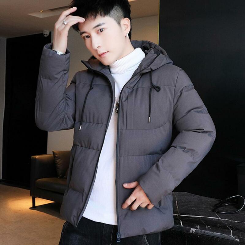 Coldproof bolsos na moda capa outerwear respirável casaco masculino algodão acolchoado streetwear