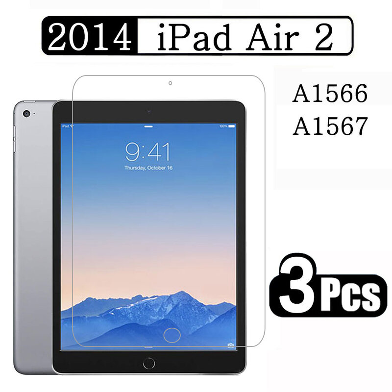 ฟิล์มป้องกันหน้าจอแท็บเล็ตแบบเต็ม A1567 A1566 (3แพ็ค) สำหรับ Apple iPad Air 2 9.7 2014