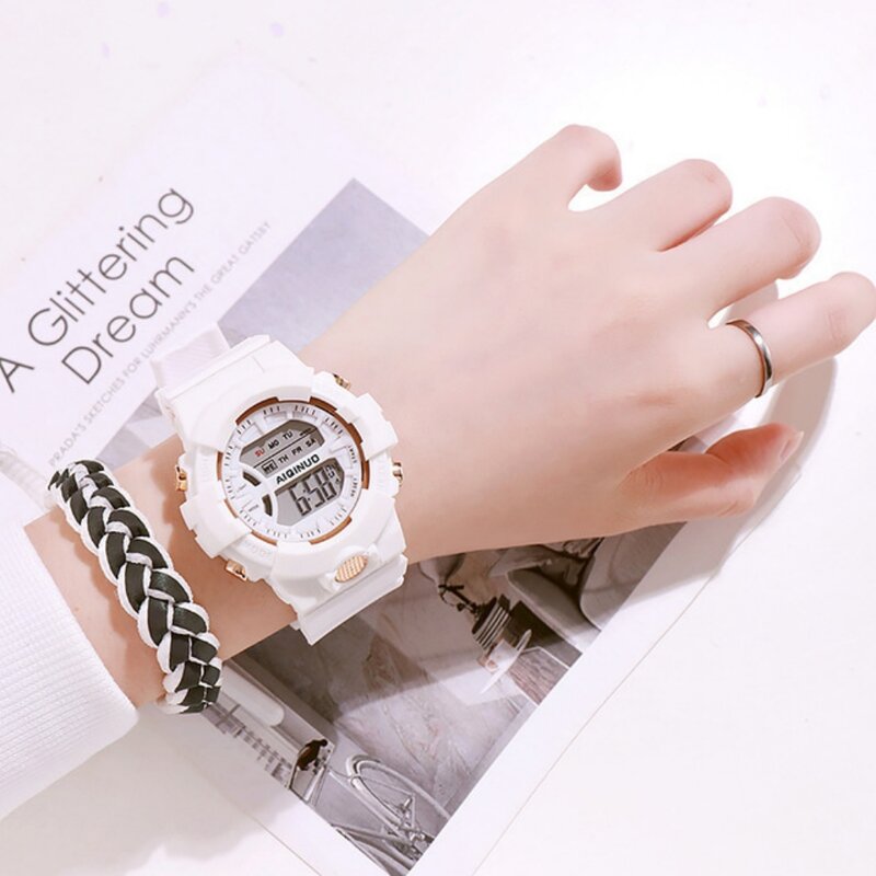 귀여운 패션 소년 소녀 전자 시계 어린이 학생 시간 시계 손목시계 번호 다이얼 생일 선물 스포츠 키즈 시계