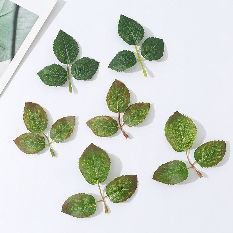 30Pcs Silk Rose Leaves Christmas Decorations for Home Wedding Bride Wrist Decorative Flowers Artificial Plants Ddiy Gift Box