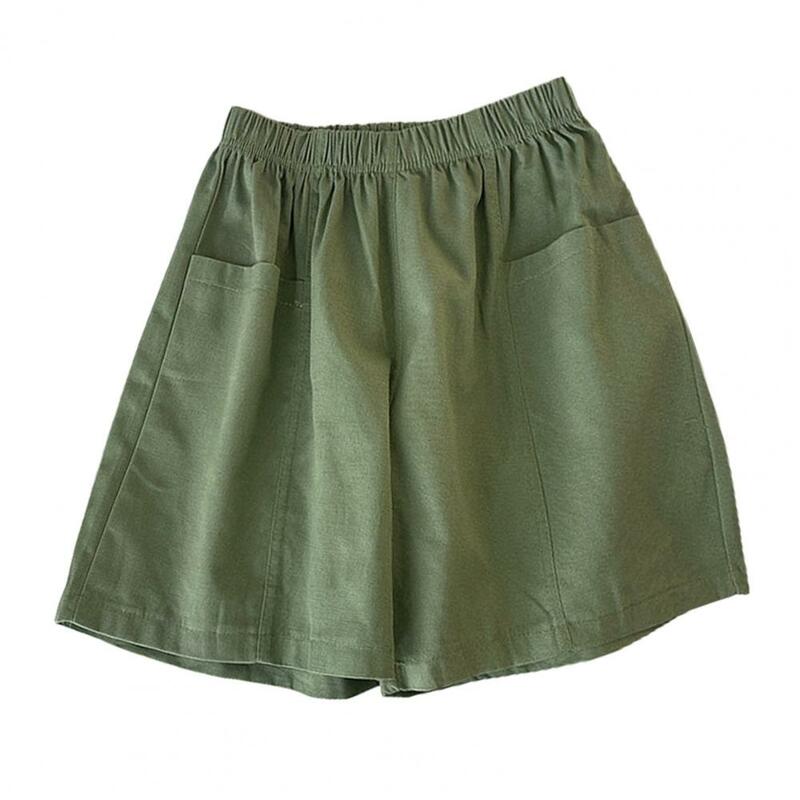 Pantalones cortos plisados para mujer, Shorts holgados con bolsillos, cintura elástica, Color sólido, talla grande, informales, uso diario, Deportivos