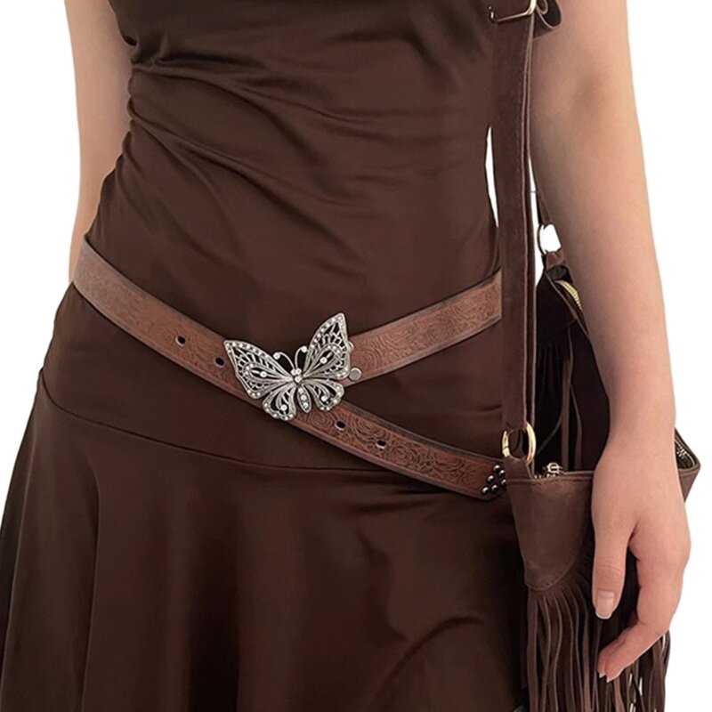 Пояс для девочек в стиле панк для банкетного костюма идола, украшения для тела на талии в виде бабочки