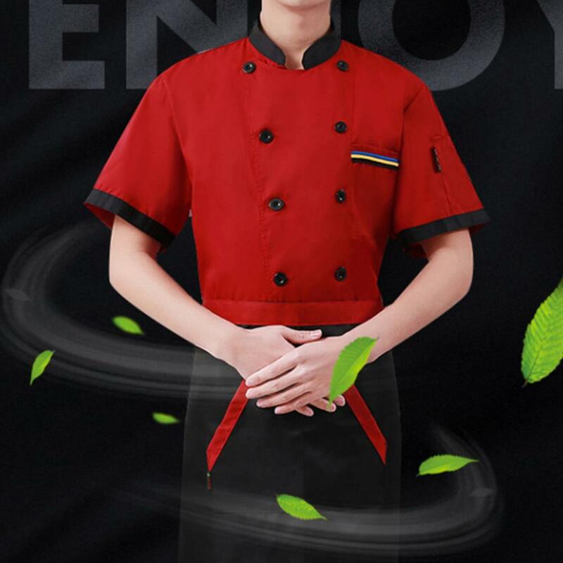 Uniforme de chef de restaurant unisexe, chemise à manches courtes, veste de chef, vêtements de travail, cuisine, nouveau, 2023