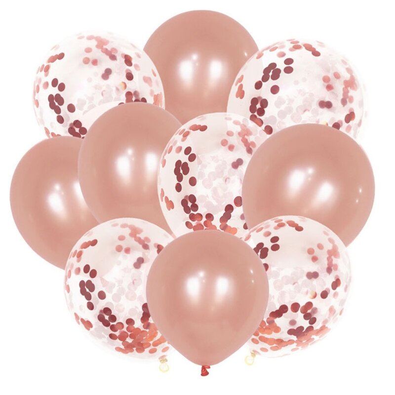 Juego globos látex con lentejuelas y confeti metálico mixto, suministros decoración para fiesta, Valentín, boda y