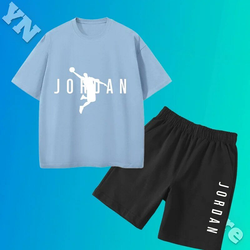 Summer Children Clothes Kid Boy Sports Casual T-Shirts Shorts Suit Children Short Sleeve O Neck Top and Bottom 2 Pieces Set