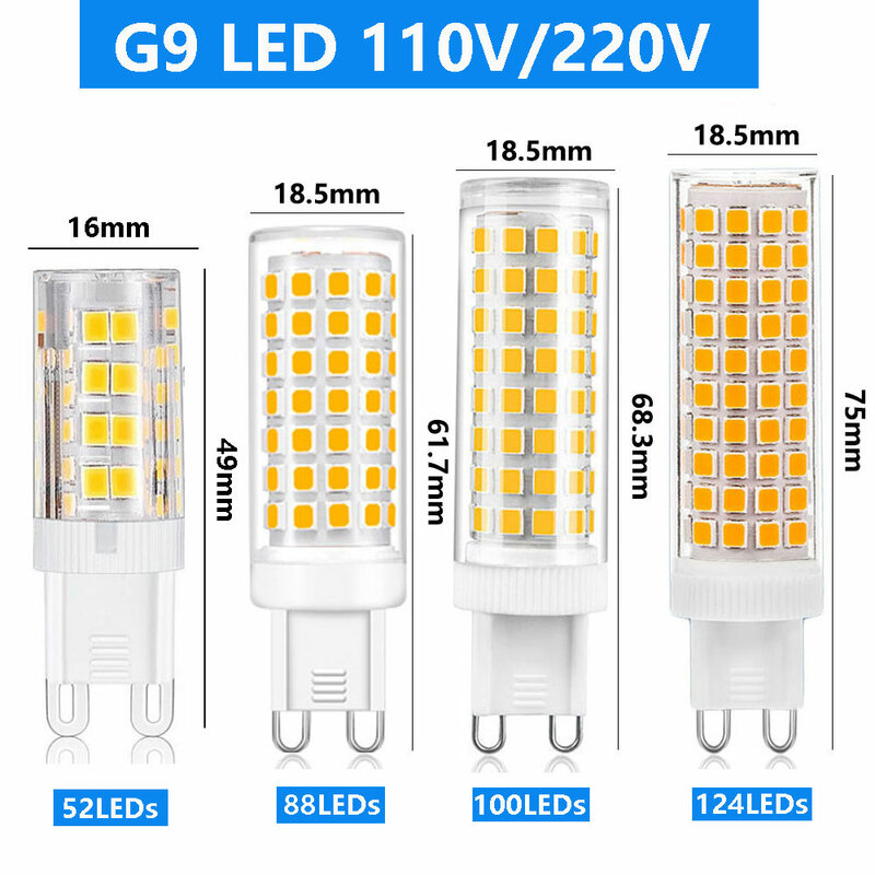 5W 9W 15W  18W 20W G9 LED Corn Light Bulb SMD 3014 AC 220V 110V Super bright Replace 30W Halogen Lamp spotlight warm cold white
