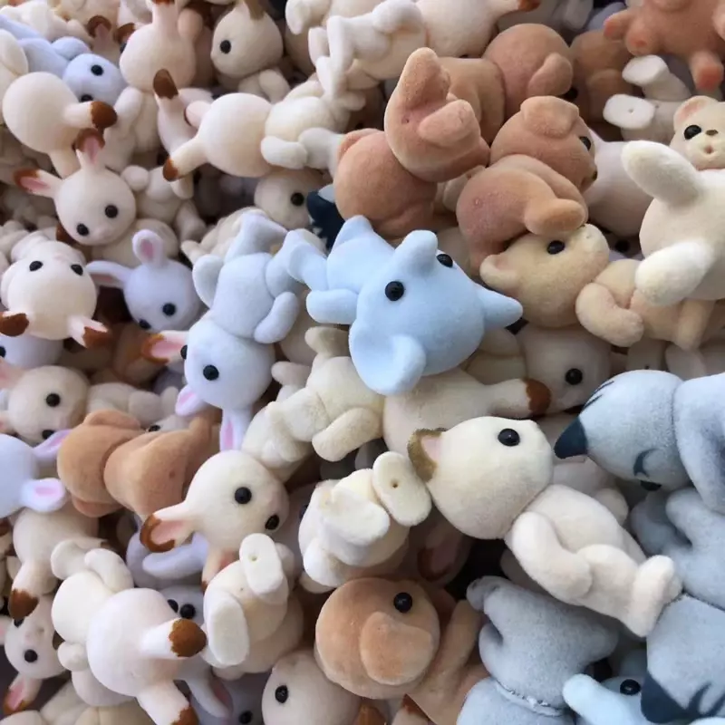 공장 결함 숲 가족 동물 피규어, 토끼, 곰, 개, 판다 무리, 얽힌 입상, 원숭이 너구리 모델 장난감