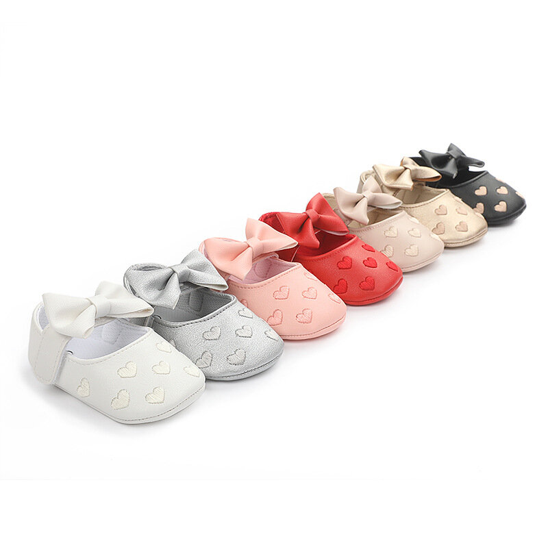 Sapatos de couro clássicos do amor do bebê recém-nascido, sapatos infantis multicoloridos da criança primeiros caminhantes, 0-18 meses