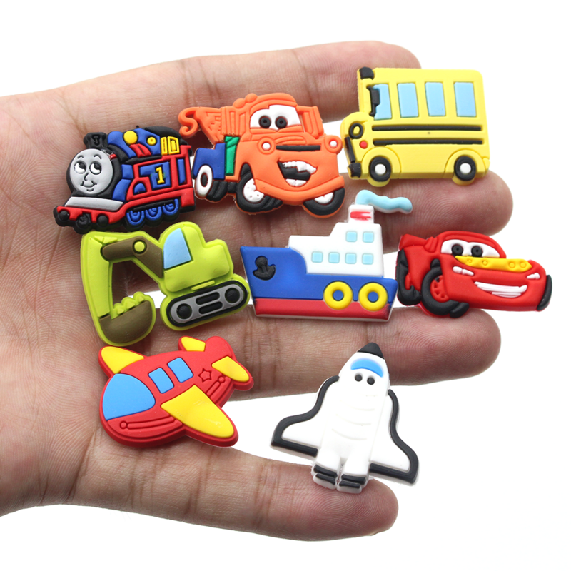 Disney 1PCS Cartoon Transport PVC Shoe Charms Car/Aircraft/Ship Accessories DIY Decorate Fit Clogs Kids Boys X-mas Party Gifts