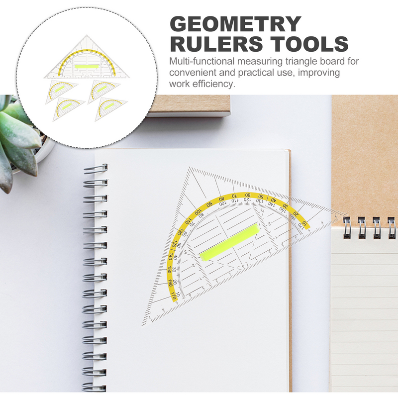 Règle de mesure de géométrie claire, outil de géométrie mathématique, fournitures scolaires de papeterie, outils de mesure