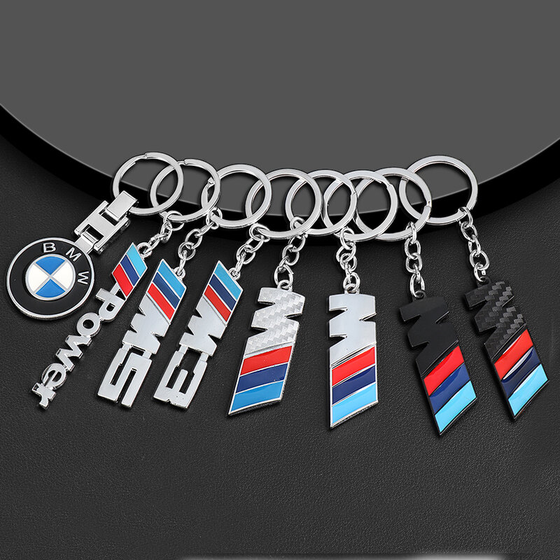 Llavero con emblema de Metal de fibra de carbono 3D para coche, llaveros para BMW M3, M5 M, insignia de potencia, accesorios de decoración automática