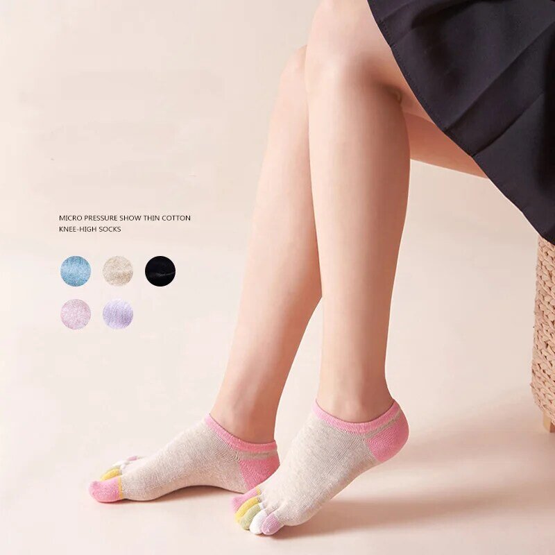 Calcetines invisibles de algodón puro para hombre y mujer, medias de 5 dedos, suaves, transpirables, desodorantes, 5 pares, Primavera, Harajuku