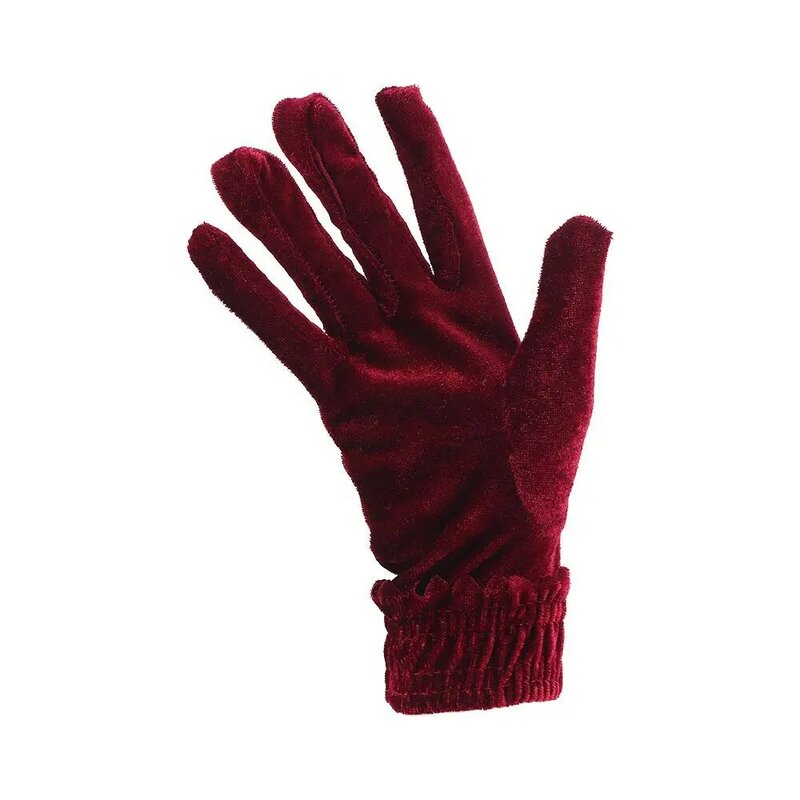 Женские зимние осенние однотонные теплые мягкие варежки с закрытыми пальцами, золотые бархатные перчатки, эластичные перчатки для вождения
