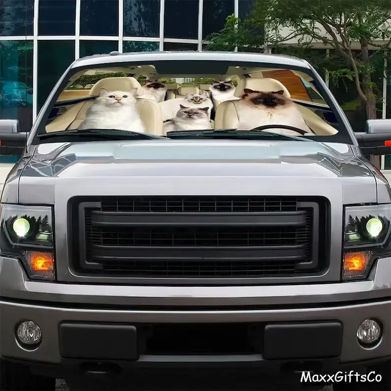 ที่บังแดดรถยนต์สำหรับแมว Birman, ที่บังแดดสำหรับแมว, ที่บังแดดสำหรับครอบครัว, ที่อุปกรณ์เสริมรถยนต์แมว, hiasan mobil, ของขวัญสำหรับพ่อ, แม่