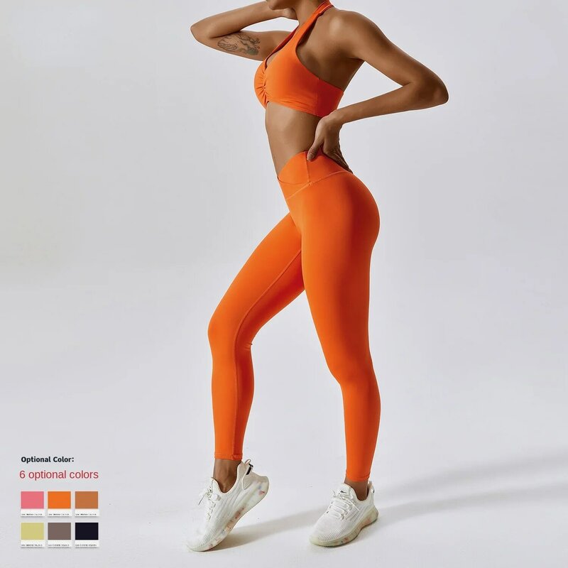 Nowy damski zestaw do jogi z elastycznym, piękny tył, gołym i odzież Fitness, szybkoschnącym i oddychającym sportowym kombinezonem
