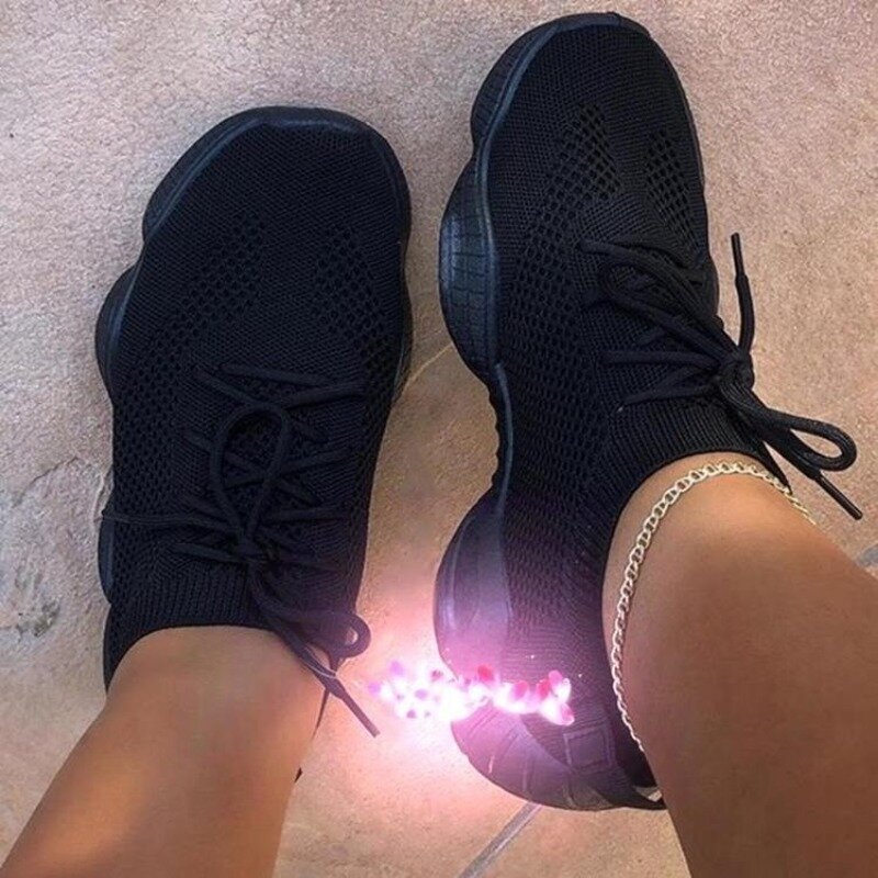 Mesh Solid Casual Sneakers for Women 2024 New Hot Sale Spring Rubber Ladies Shoes Lace-up Women's Vulcanize Shoes Zapatos