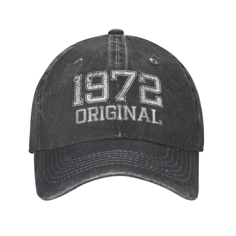 남녀공용 빈티지 코튼 야구 모자, 성인용 조절 가능 아빠 모자, 자외선 차단, 1972 년에 태어난 패션, 오리지널 생일 선물
